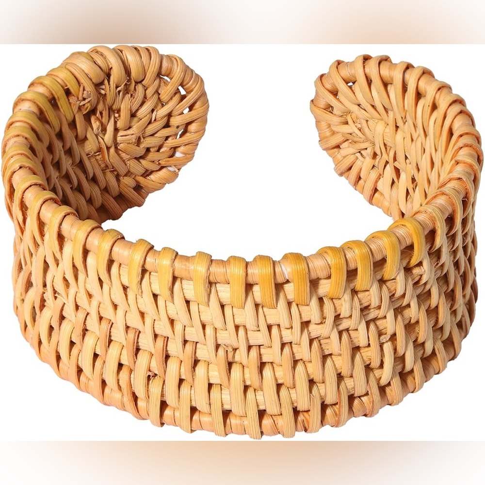 Boho Chic Summer Beach Vacation Fashion Rattan Handmade Trendy Cuff Bracelet NEW - Picture 2 of 6
